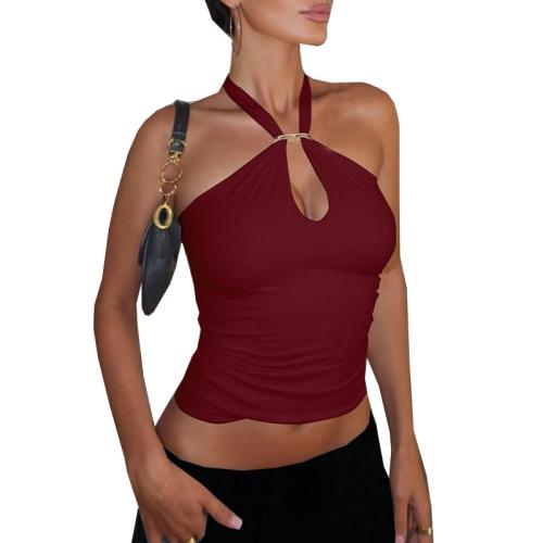 Polyamide & Mixed Fabric & Spandex Camisole midriff-baring & backless Solid PC