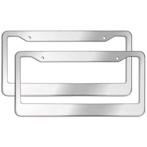 2PCS Chrome Stainless Steel Metal License Plate Frame Tag Cover With Screw Caps US size