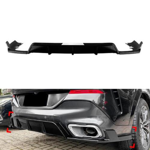Rear Bumper Diffuser Lip Compatible with 2020-2024 BMW G06 X6 M Sport Only Gloss Black 3PCS
