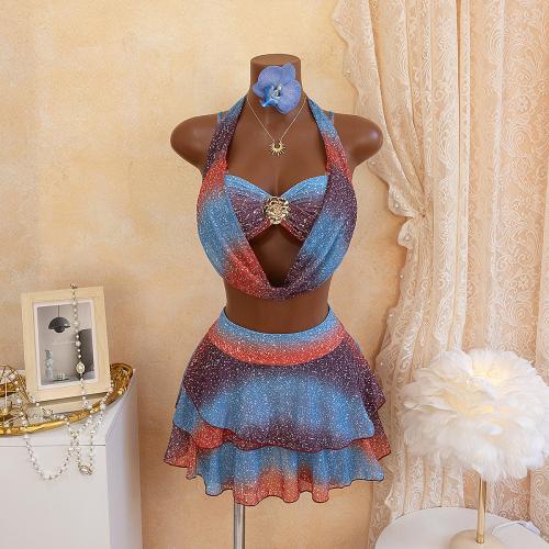 Polyester Tankinis Set & padded printed blue Set