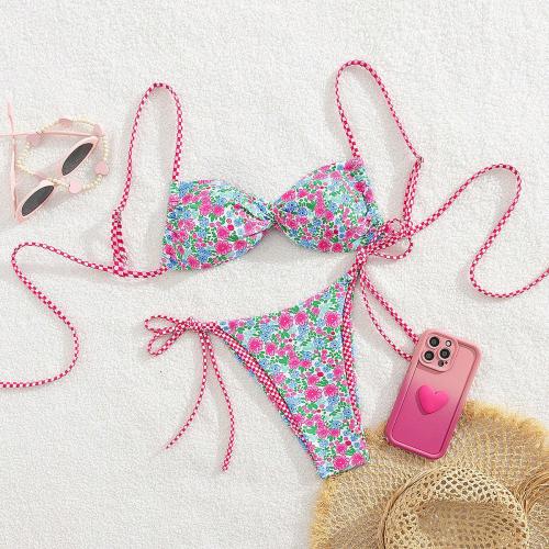 Polyester Bikini & padded printed floral multi-colored Set