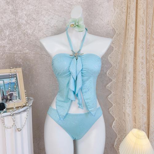 Polyester Tankinis Set & tube & padded blue Set