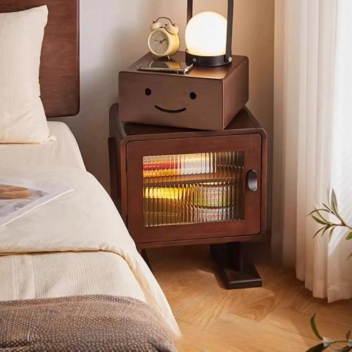 Solid Wood 360degree rotation Bedside Cabinet Solid PC
