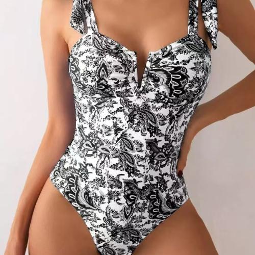 Polyester One-piece Swimsuit & padded printed PC