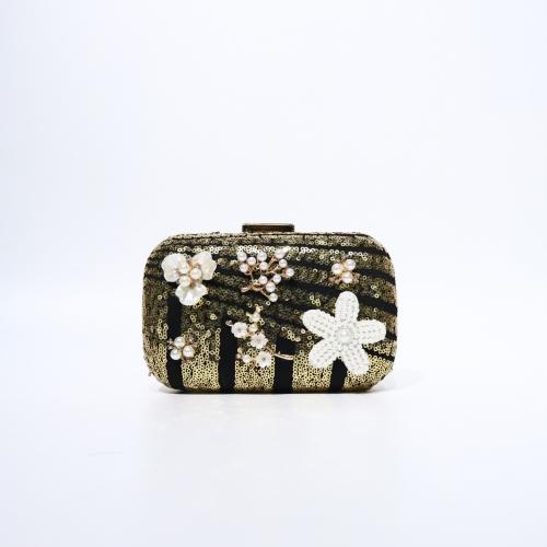 Sequin & Plastic Pearl & Polyester Clutch Bag floral PC