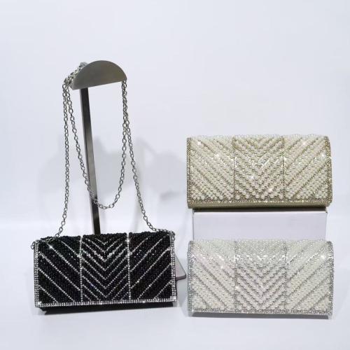 Polyester Clutch Bag with rhinestone Plastic Pearl PC