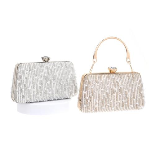 Plastic Pearl & Polyester Box Bag Clutch Bag with rhinestone PC