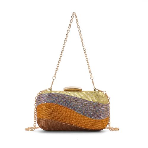 PU Leather & Silk Clutch Bag with rhinestone PC