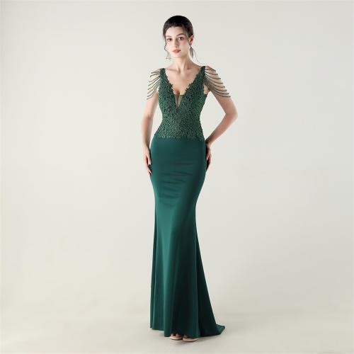 Satin & Spandex & Polyester Waist-controlled & Mermaid Long Evening Dress & padded Lace iron-on PC