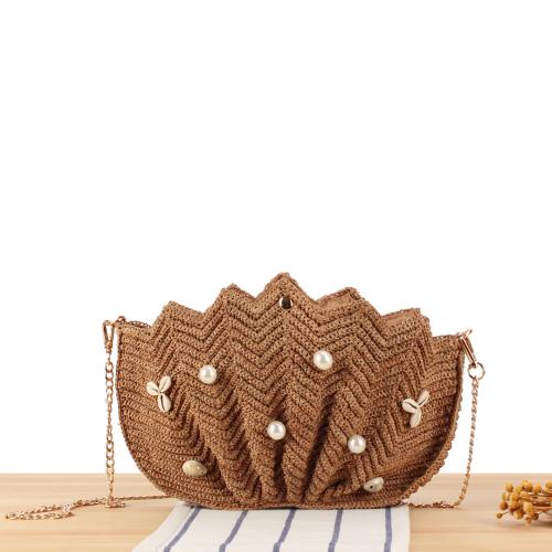 Rafidah Grass Crossbody Bag Plastic Pearl & Polyester camel PC