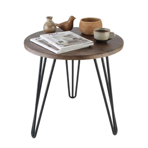 Wood Tea Table durable Iron Dark Brown PC
