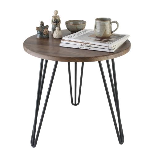 Wood Tea Table durable Iron Dark Brown PC