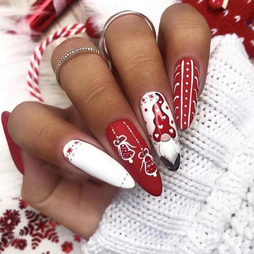 El plastico Uñas postizas, patrón diferente para la elección, rojo y blanco, trozo