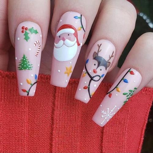 El plastico Uñas postizas, Papá Noel, multicolor, Conjunto