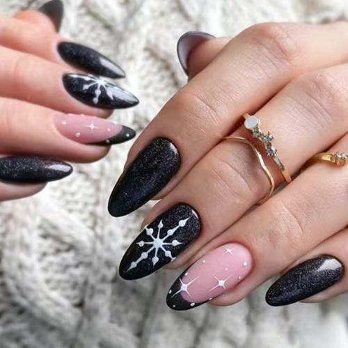 El plastico Uñas postizas, patrón diferente para la elección, en blanco y negro, Conjunto