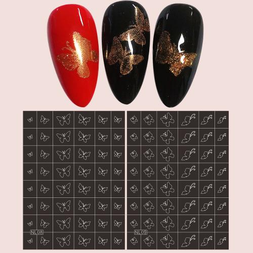pegatinas Juego de herramientas Nail Art, patrón diferente para la elección, negro, trozo