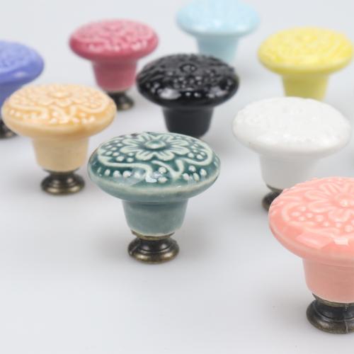 Porcelain & Zinc Alloy Drawer Knob, flower shape, more colors for choice, PC