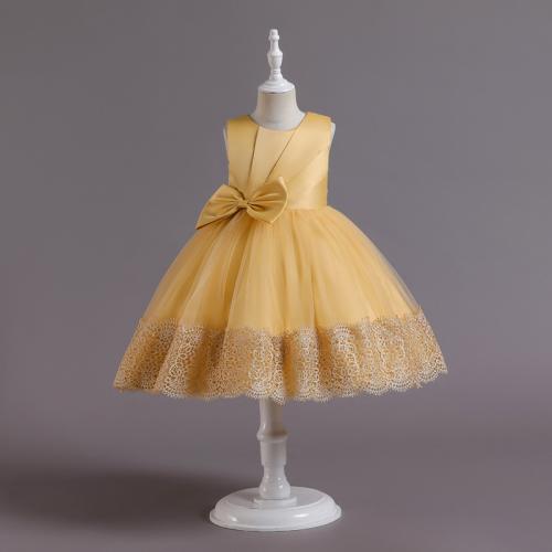 Polyester Meisje Eendelige jurk bowknot patroon meer kleuren naar keuze stuk