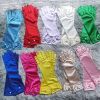 Satin Children Gloves plain dyed Solid : Pair