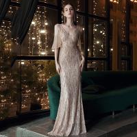 Polyester Slim & Mermaid Long Evening Dress  Solid PC