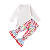 Cotton Slim Children Christmas Costume & two piece Pants & top printed multi-colored Set