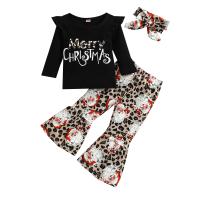 Cotton Slim Children Christmas Costume & three piece Hair Band & Pants & top printed Set