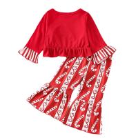 Cotton Slim Children Christmas Costume & two piece Pants & top printed multi-colored Set