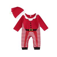 Cotton Slim Crawling Baby Suit & two piece Crawling Baby Suit & Hat patchwork red PC