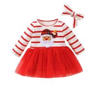 Cotton Slim Girl One-piece Dress & two piece Hair Band & skirt printed red Set