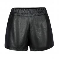 PU Cuir Shorts Solide Noir pièce