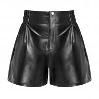 PU Cuir Shorts Solide Noir pièce