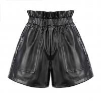 PU Cuir Shorts Solide Noir pièce