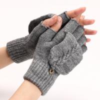 Acrylic Half Finger Glove thermal knitted Solid : Pair