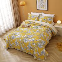 Cotton Bedding Set three piece printed yellow Set