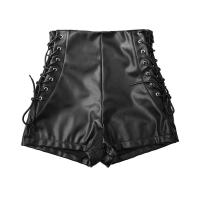 PU Cuir Shorts Solide Noir pièce