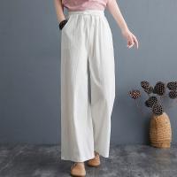 Cotton Linen Wide Leg Trousers Women Long Trousers & loose & breathable Solid PC