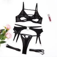 Polyester Sexy BH-Set, Schwarz,  Festgelegt