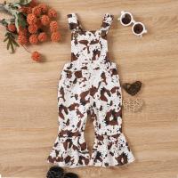 Cotton scallop Children Bib Pants printed leopard PC