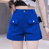 Denim Slim Women Hot Pant & breathable Solid blue PC