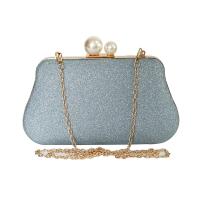 PU Cuir & Polyester Sac d’embrayage Perle en plastique bleu clair pièce