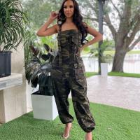 Polyester Pantalon femme bretelle Camouflage Vert pièce