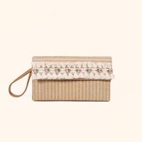 Straw Beach Bag Clutch Bag durable & portable khaki PC