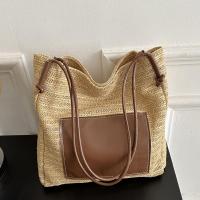 Straw Tote Bag Woven Shoulder Bag large capacity PC