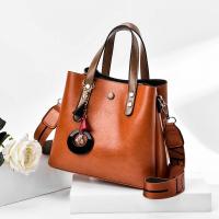 PU Leather Handbag with hanging ornament & large capacity & attached with hanging strap Solid PC