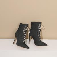 Denim Stiletto Boots Pair