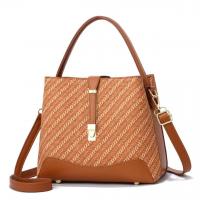 PU Leather Tote Bag Handbag large capacity & soft surface & attached with hanging strap Polyester striped PC