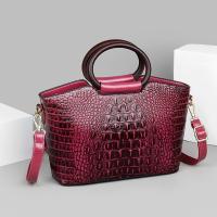 PU Leather Handbag soft surface & attached with hanging strap crocodile grain PC