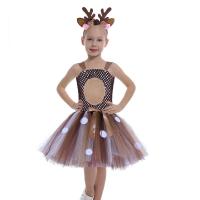 Chemical Fiber & Polyester Christmas costume Children Christmas Costume with hair accessory Acrylic Deerlet khaki PC