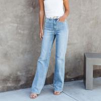 Denim Straight & Middle Waist Women Jeans washed light blue PC