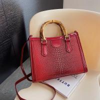 PU Leather Tote Bag Handbag attached with hanging strap crocodile grain PC